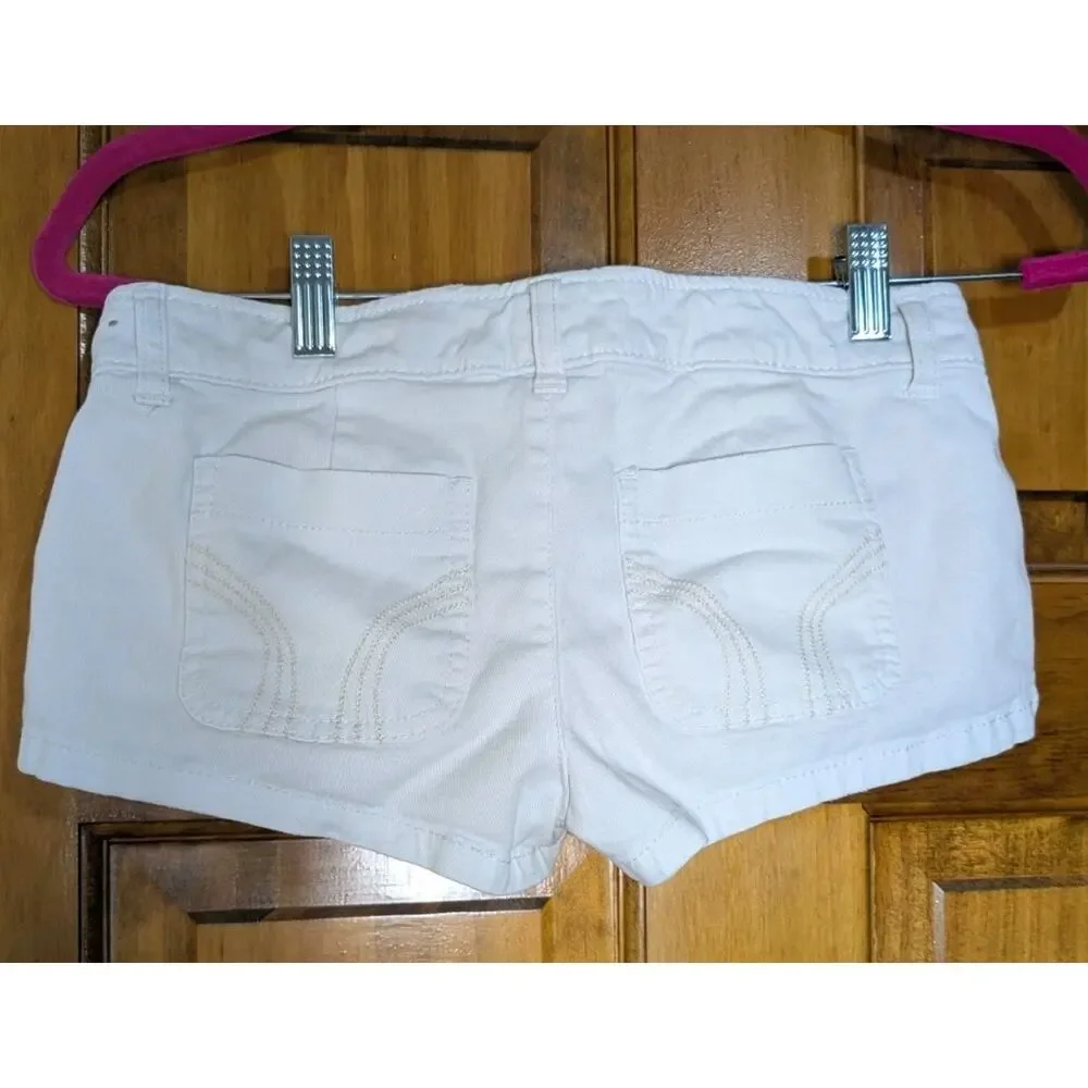 Hollister White Denim Low Rise Micro Mini Shorts Women's 0 Y2K Coastal (938) - Picture 4 of 5